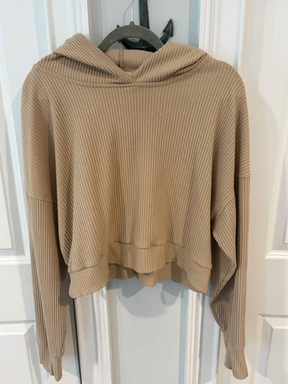 Better Together Ribbed Hooded Pullover Sweater in Beige